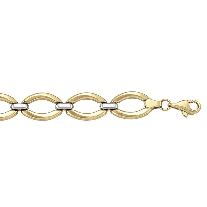 14k Two-Tone Gold Fancy Bracelet - 9.6 mm Wide - 7.25 inches Long - Women's Jewelry - Celebrate Milestones in Style 14k Two-Tone Gold / 7.25 / 6.5