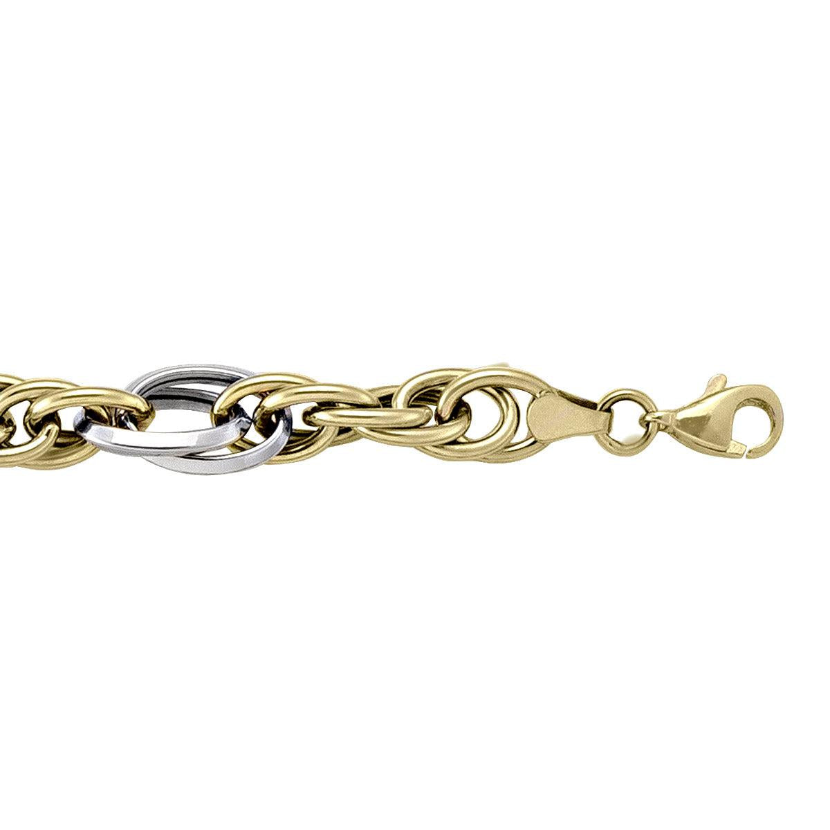Two-Tone Gold Fancy Bracelet - 8.7 mm Wide - 7.25 inches Long