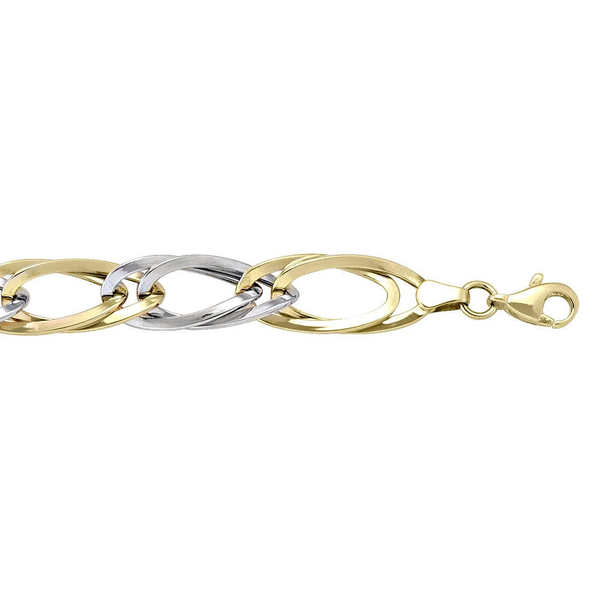 Two-Tone Gold Fancy Bracelet - 8.8 mm Wide - 7.5 inches Long