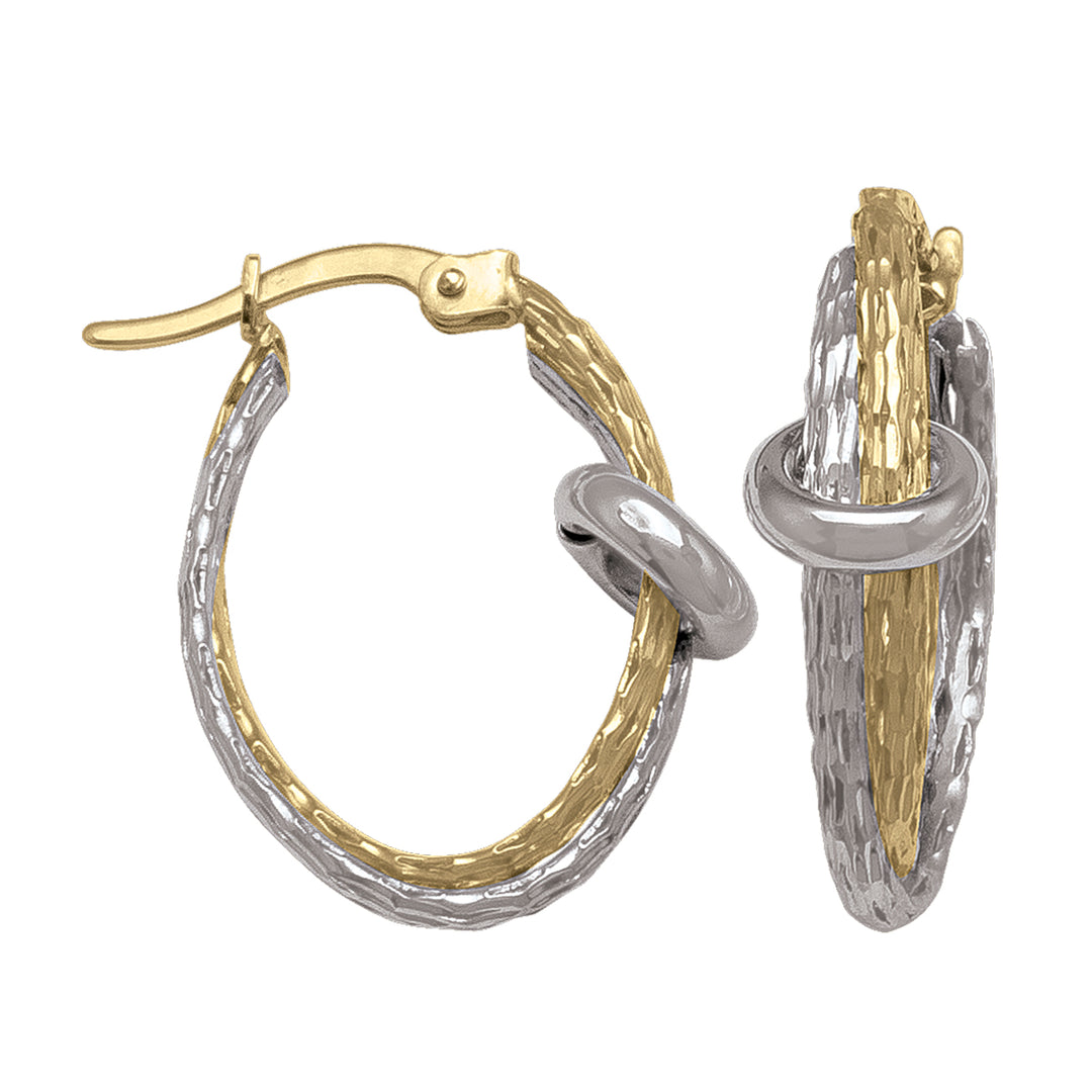 TWO TONE FANCY HOOP EARRING