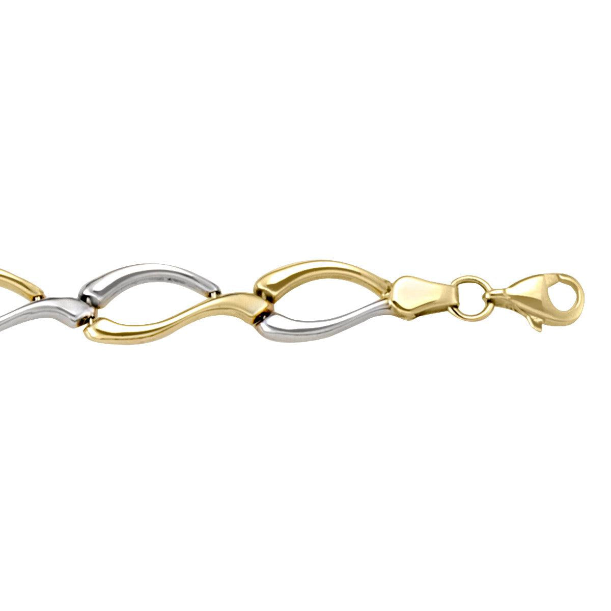 Two-Tone Gold Fancy Bracelet - 7.3 mm Wide - 7.25 inches Long