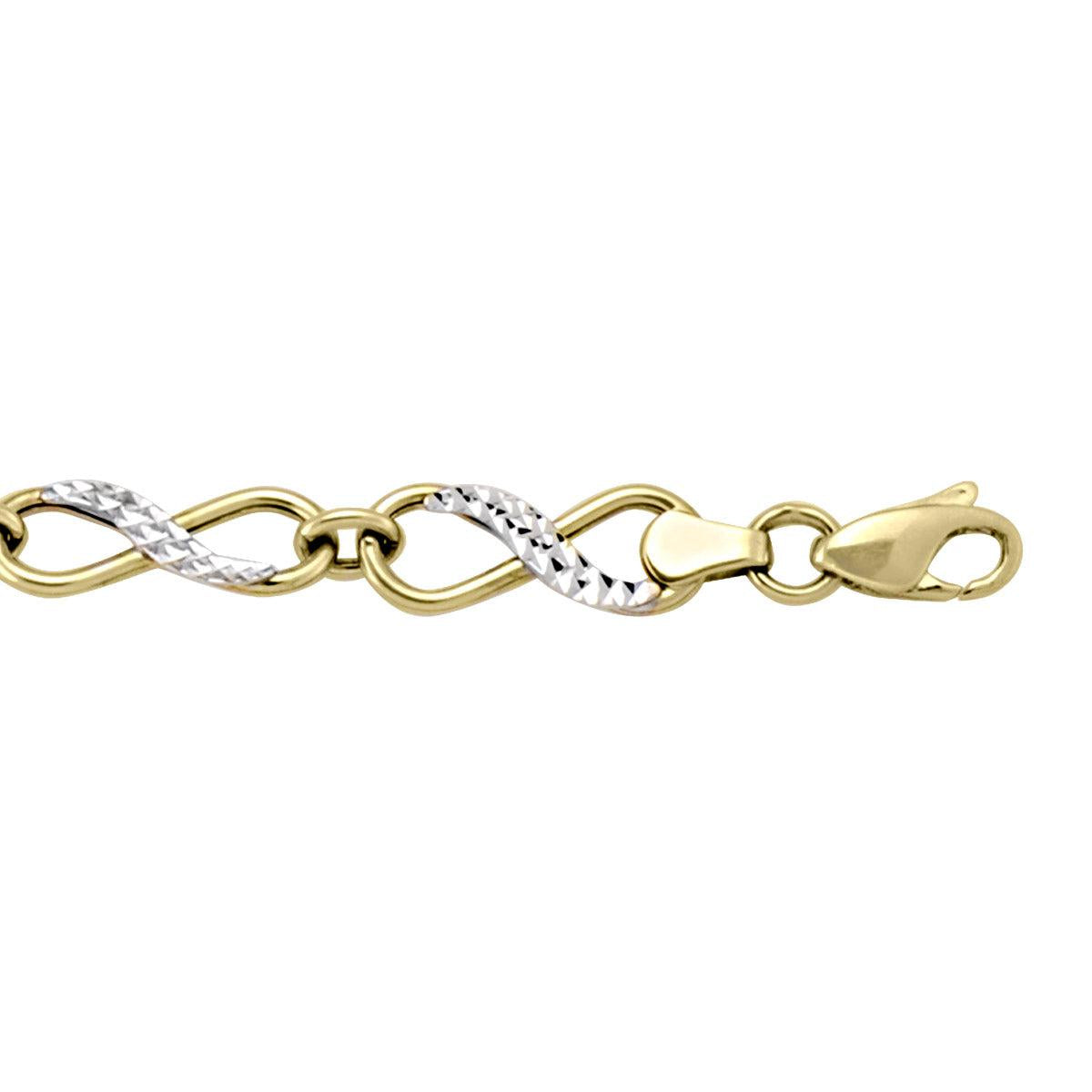 Two-Tone Gold Infinity Bracelet - 6.6 mm Wide - 7.5 inches Long