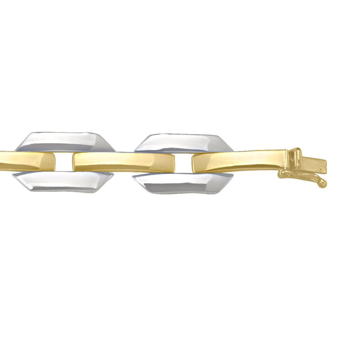Two-Tone Gold Fancy Bracelet - 12.2 mm Wide - 7.25 inches Long