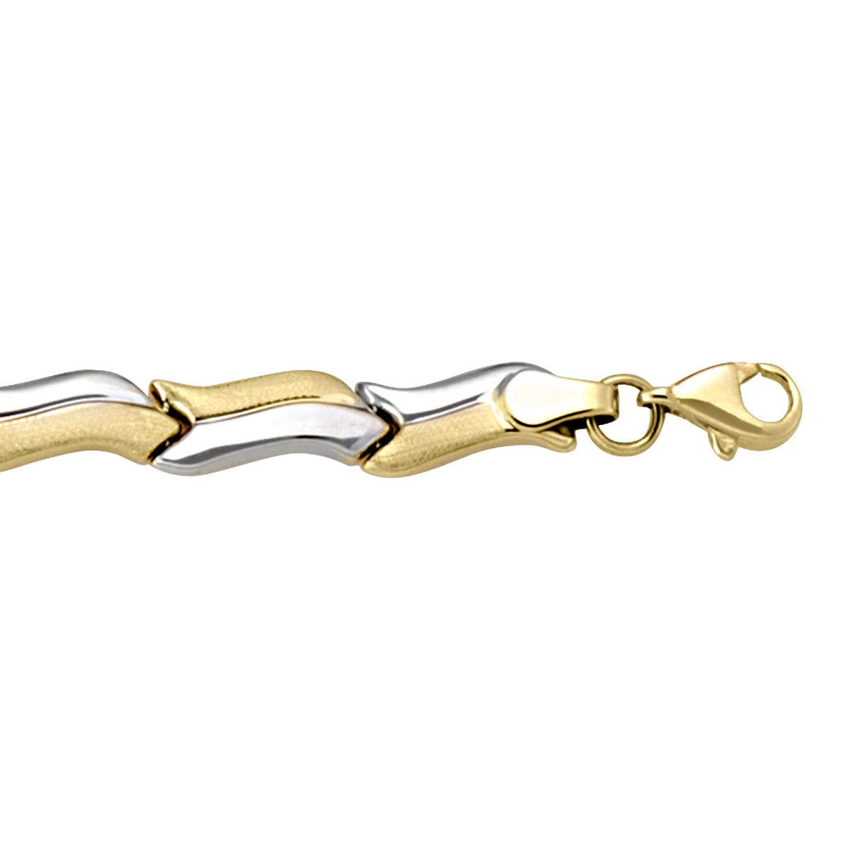 Two-Tone Gold Fancy Bracelet - 6.1 mm Wide - 7.25 inches Long