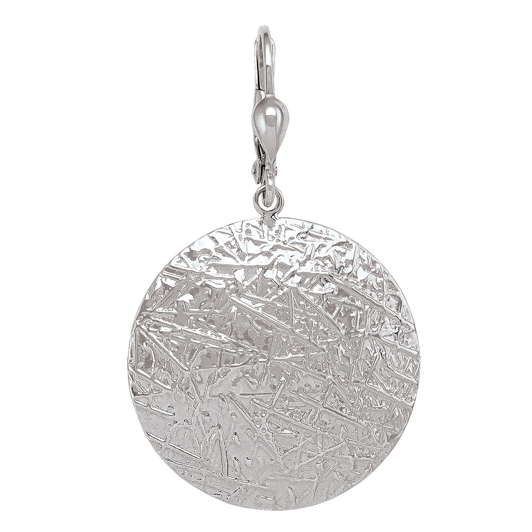 10k white gold textured disc earrings with a distinctive abstract pattern.