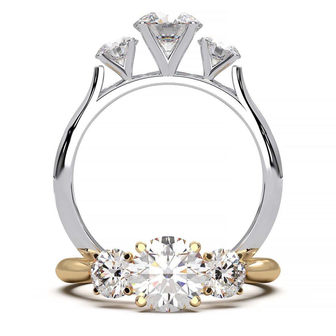 Cathedral Style Three-Stone Diamond Engagement Ring