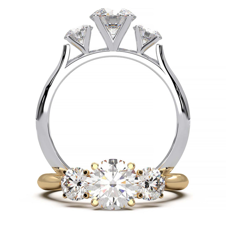 Cathedral Style Three-Stone Diamond Engagement Ring