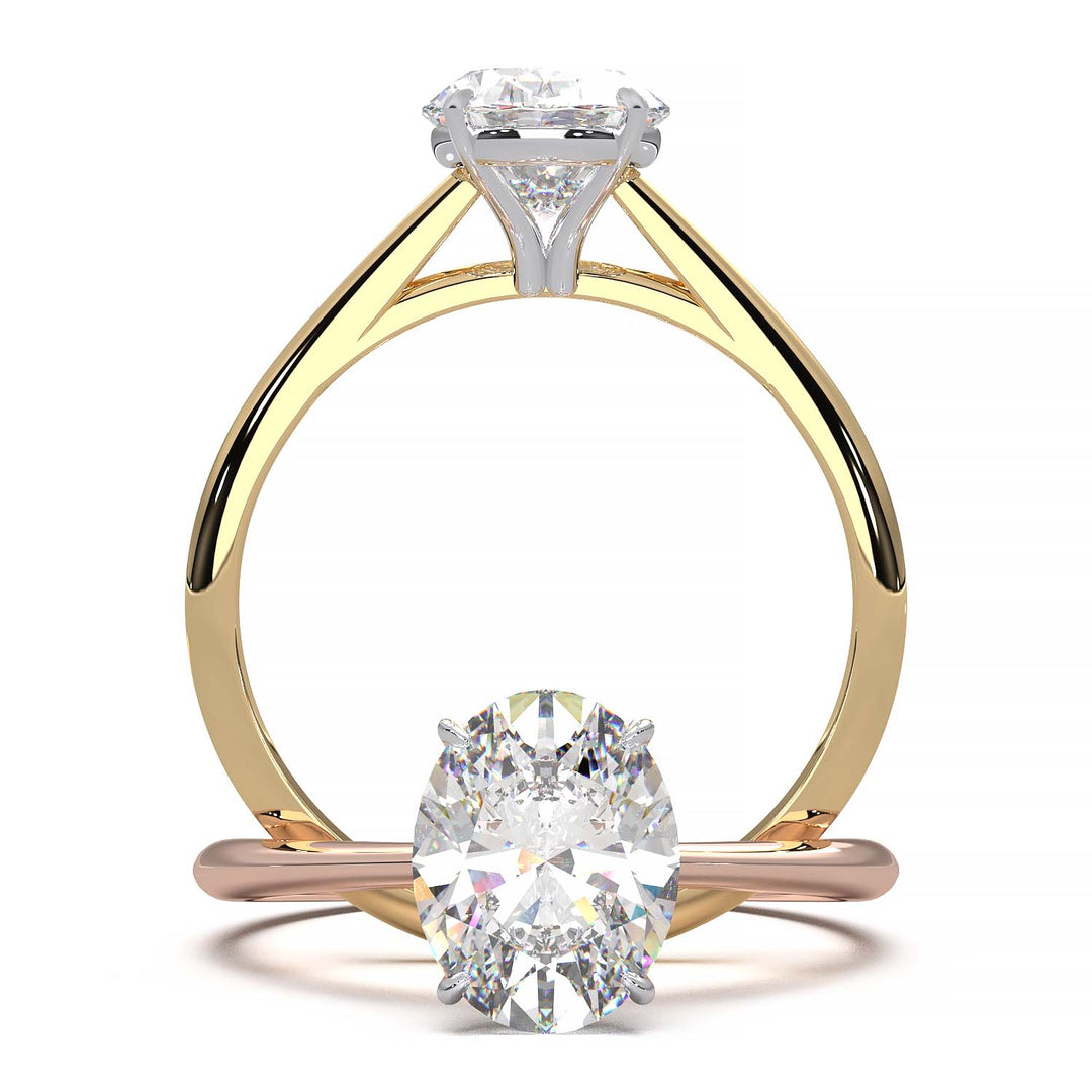 1.6 Carat Oval Diamond Two-Tone Cathedral Solitaire Engagement Ring