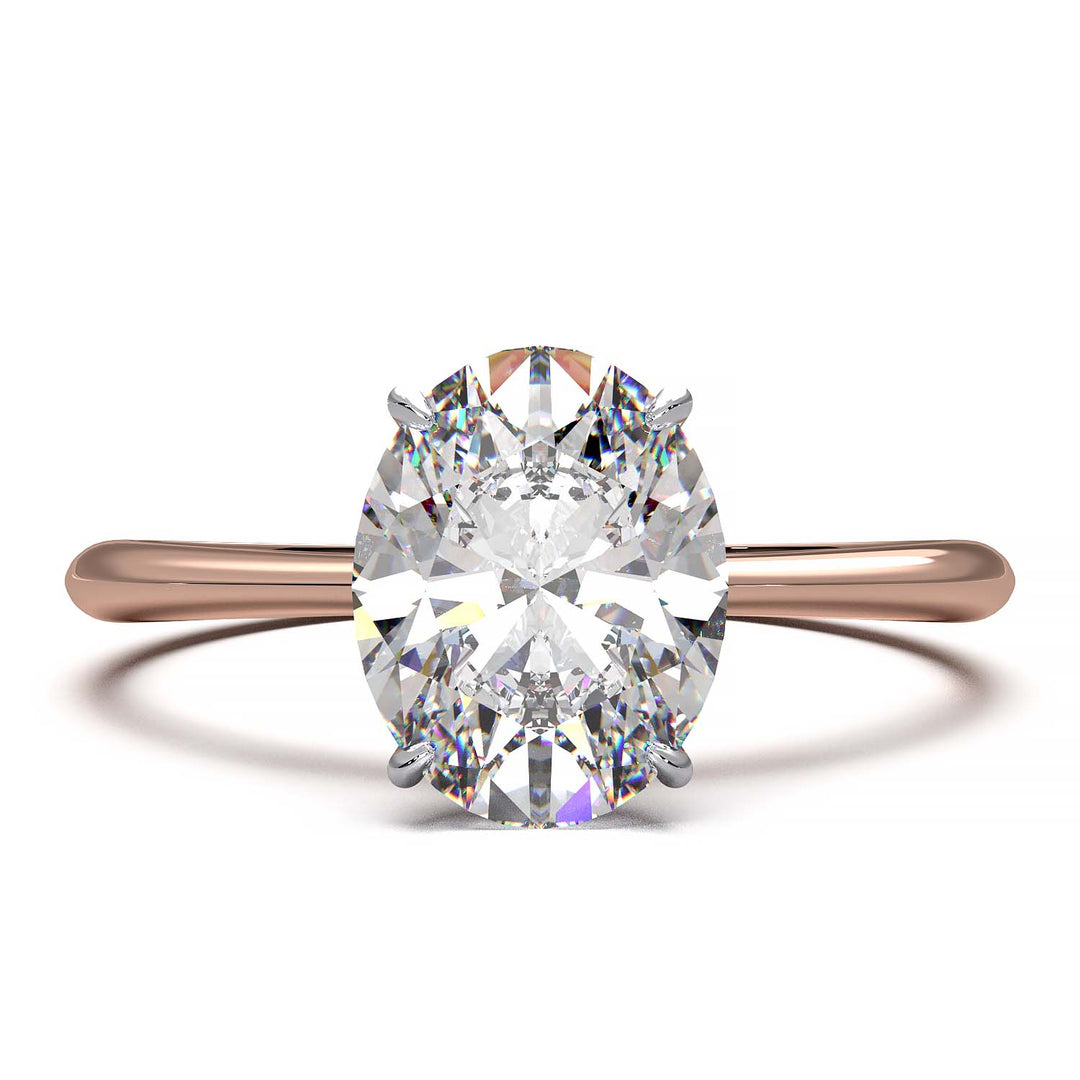 1.6 Carat Oval Diamond Two-Tone Cathedral Solitaire Engagement Ring