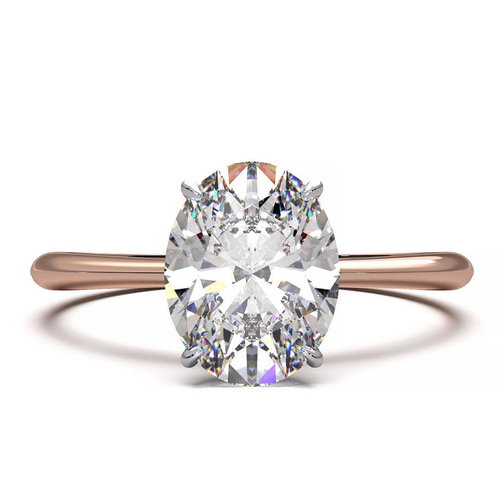1.6 Carat Oval Diamond Two-Tone Cathedral Solitaire Engagement Ring