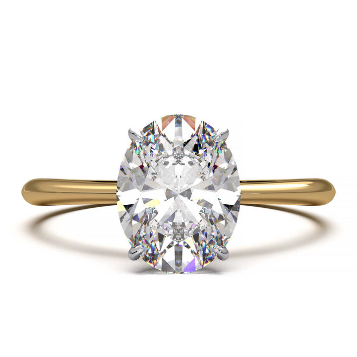 1.6 Carat Oval Diamond Two-Tone Cathedral Solitaire Engagement Ring