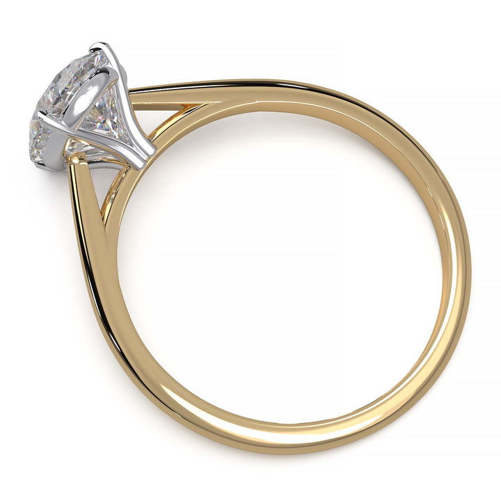 1.6 Carat Oval Diamond Two-Tone Cathedral Solitaire Engagement Ring