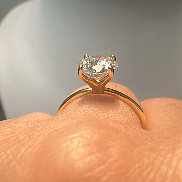 1.60 CT Round Moissanite Solitaire Ring, 14K Gold