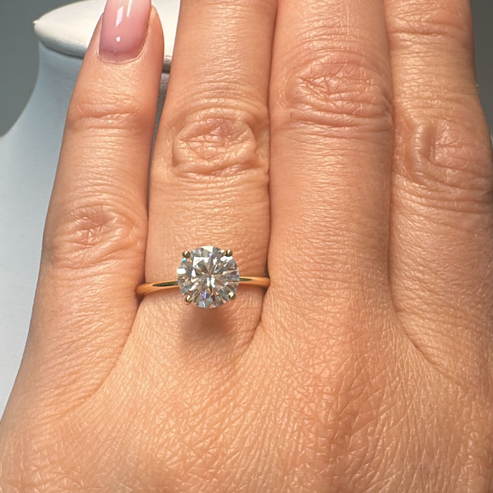 1.60 CT Round Moissanite Solitaire Ring, 14K Gold