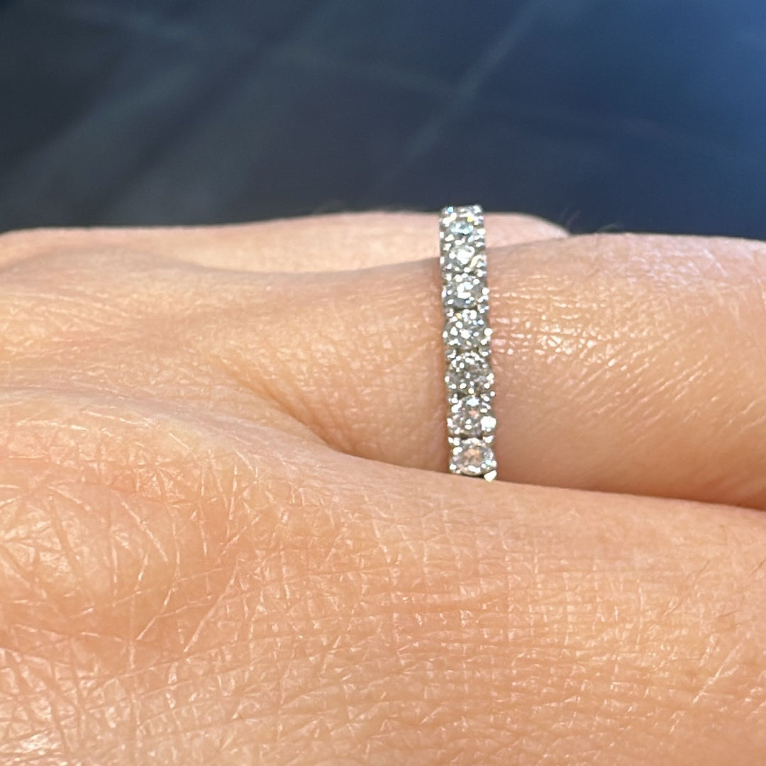 Lab diamond eternity wedding band in 14K/18K gold or platinum.