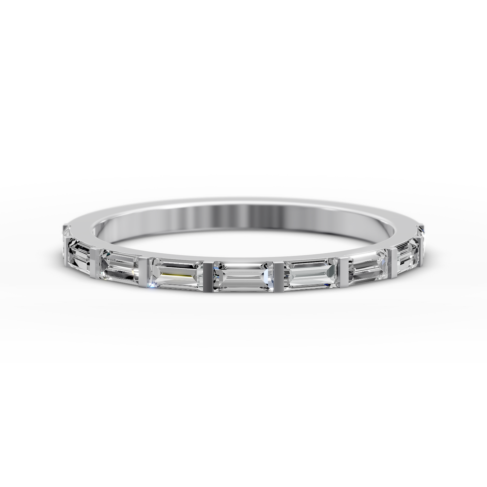 Baguette bar-set half eternity ring with rectangular stones in gold