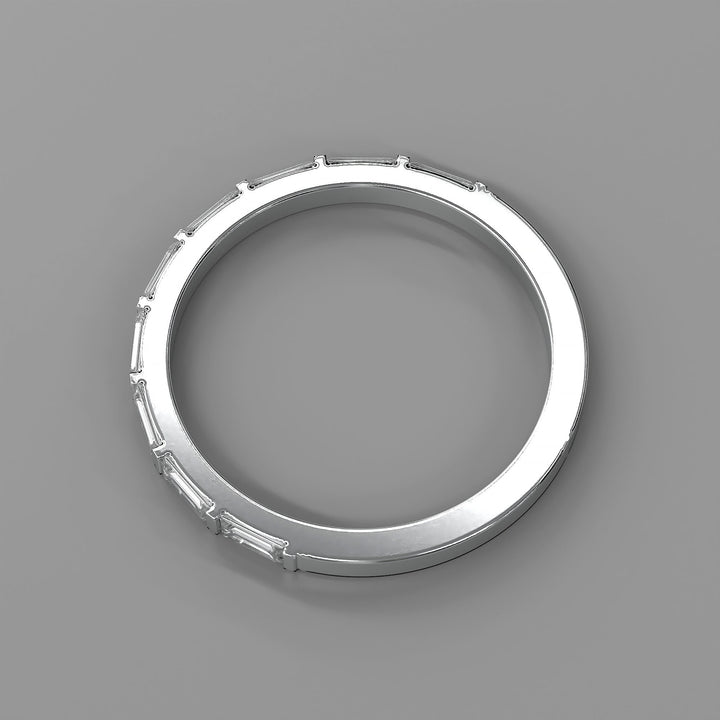 Baguette Lab Diamond Bar Prong Half Eternity Wedding Band