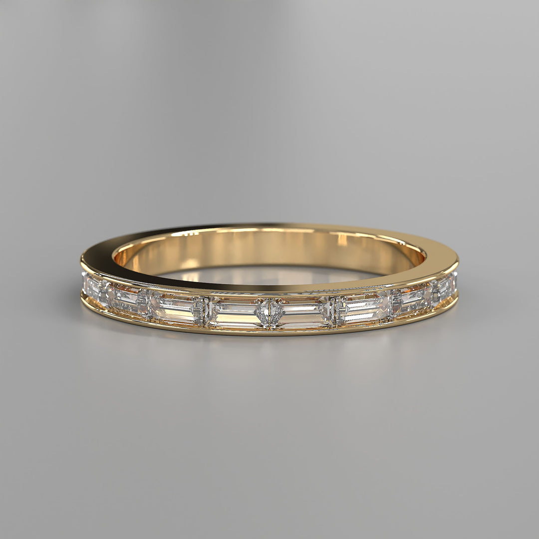 Baguette lab diamond half eternity channel set wedding band