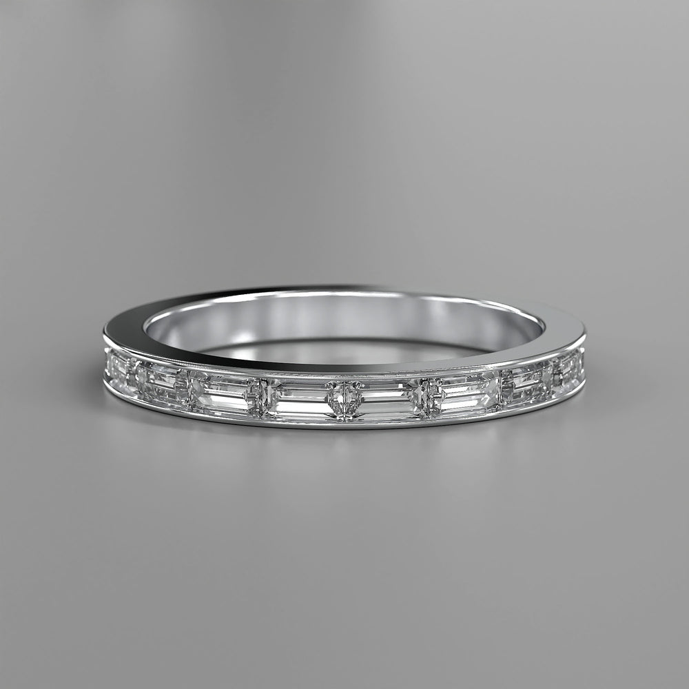 Baguette lab diamond half eternity channel set wedding band