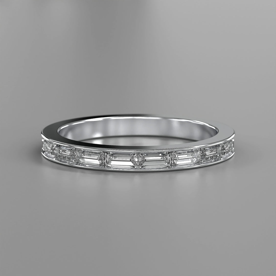 Baguette lab diamond half eternity channel set wedding band