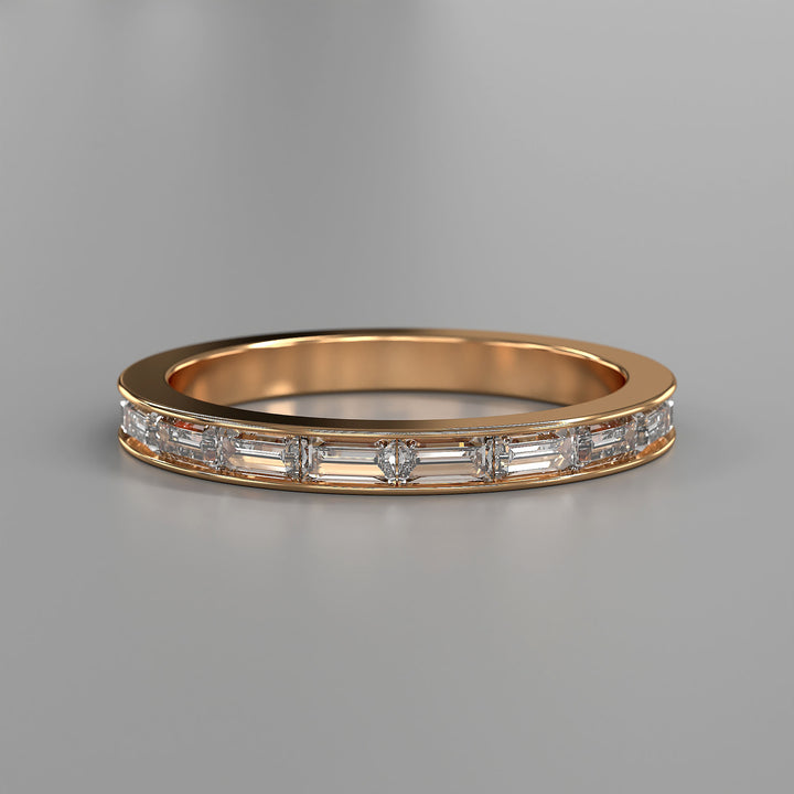 Baguette lab diamond half eternity channel set wedding band
