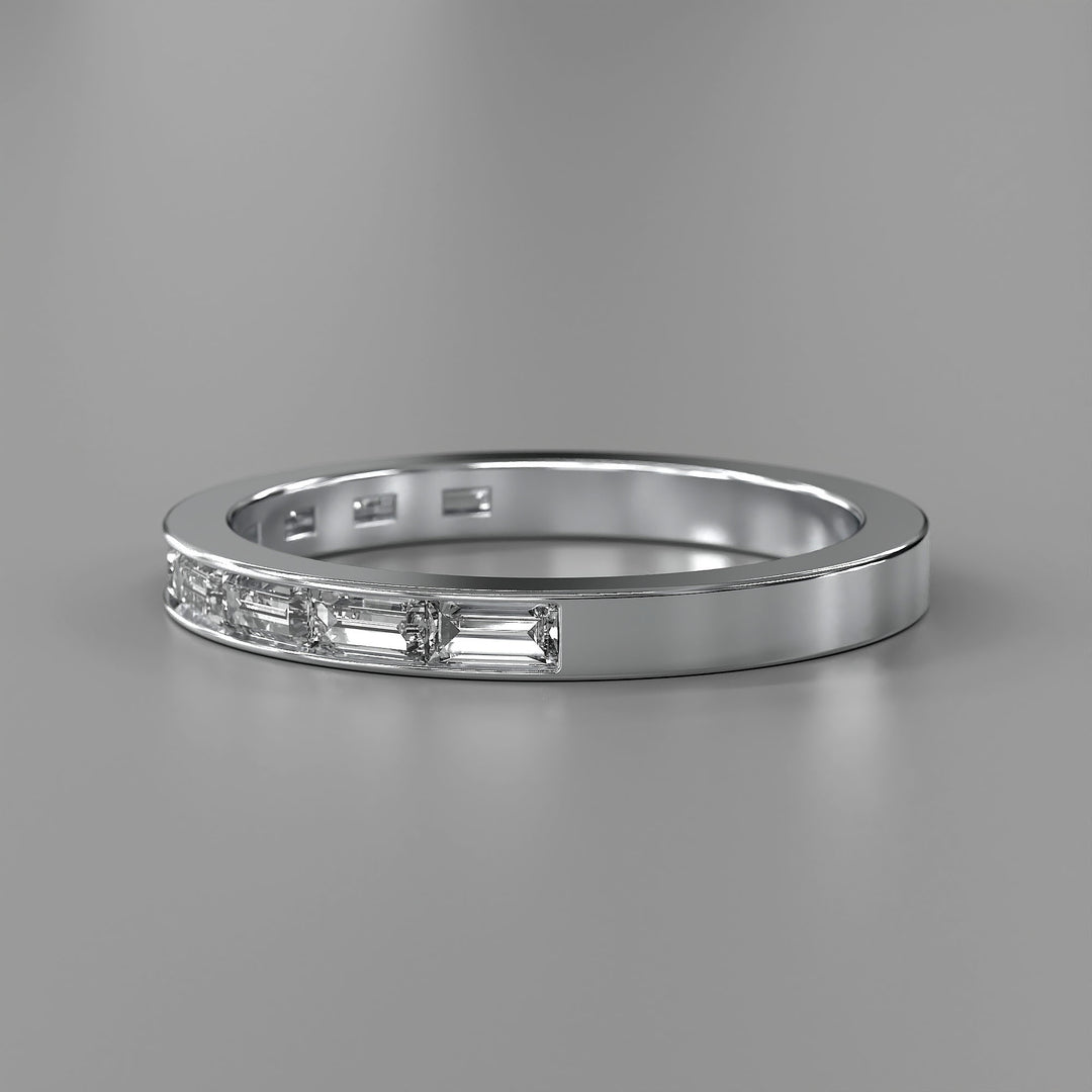 Baguette lab diamond half eternity channel set wedding band