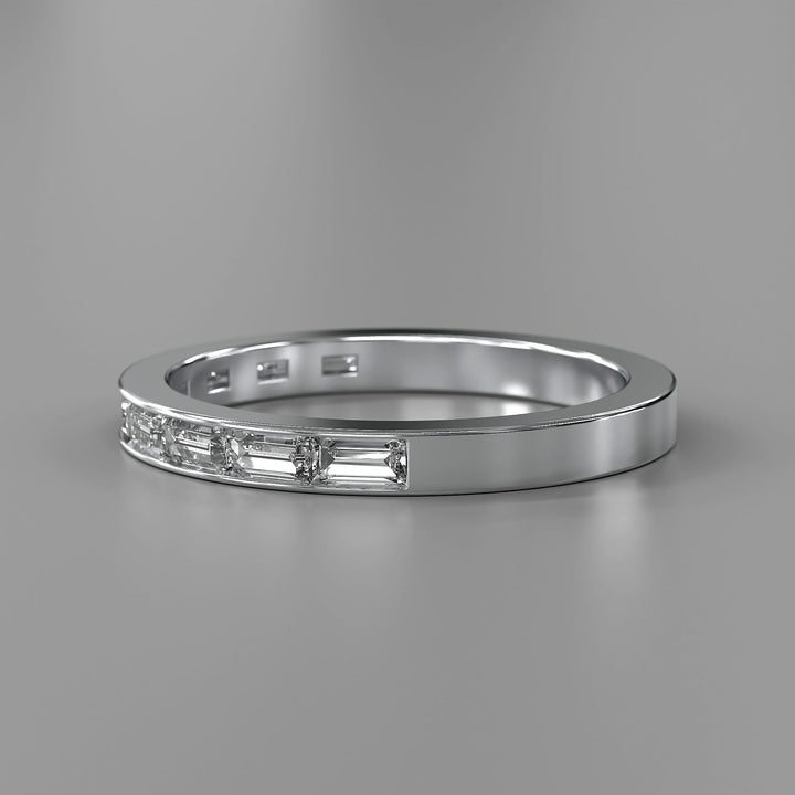 Baguette lab diamond half eternity channel set wedding band
