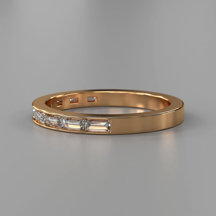 Baguette lab diamond half eternity channel set wedding band
