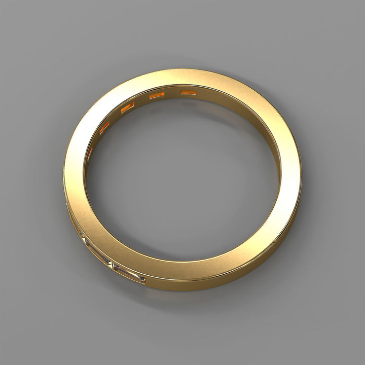 Baguette lab diamond half eternity channel set wedding band