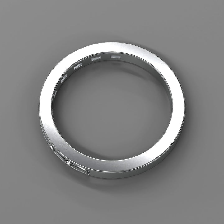 Baguette lab diamond half eternity channel set wedding band