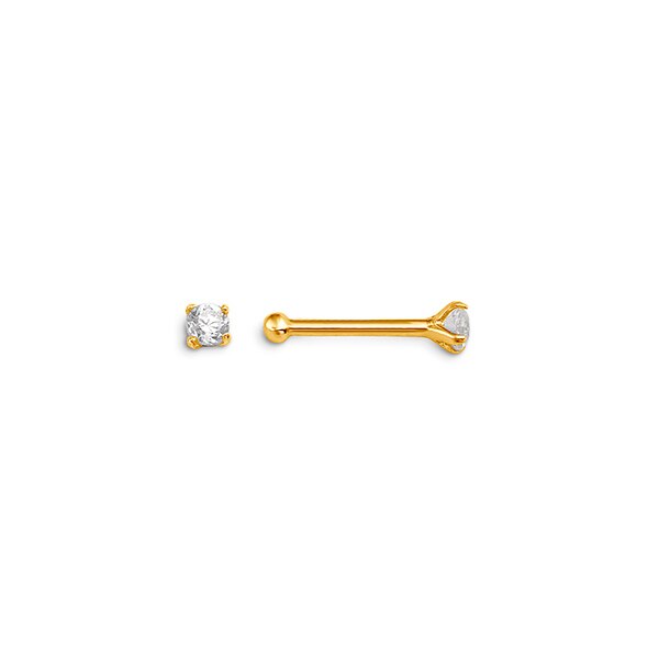 14K yellow gold nose ring with Cubic Zirconia stud