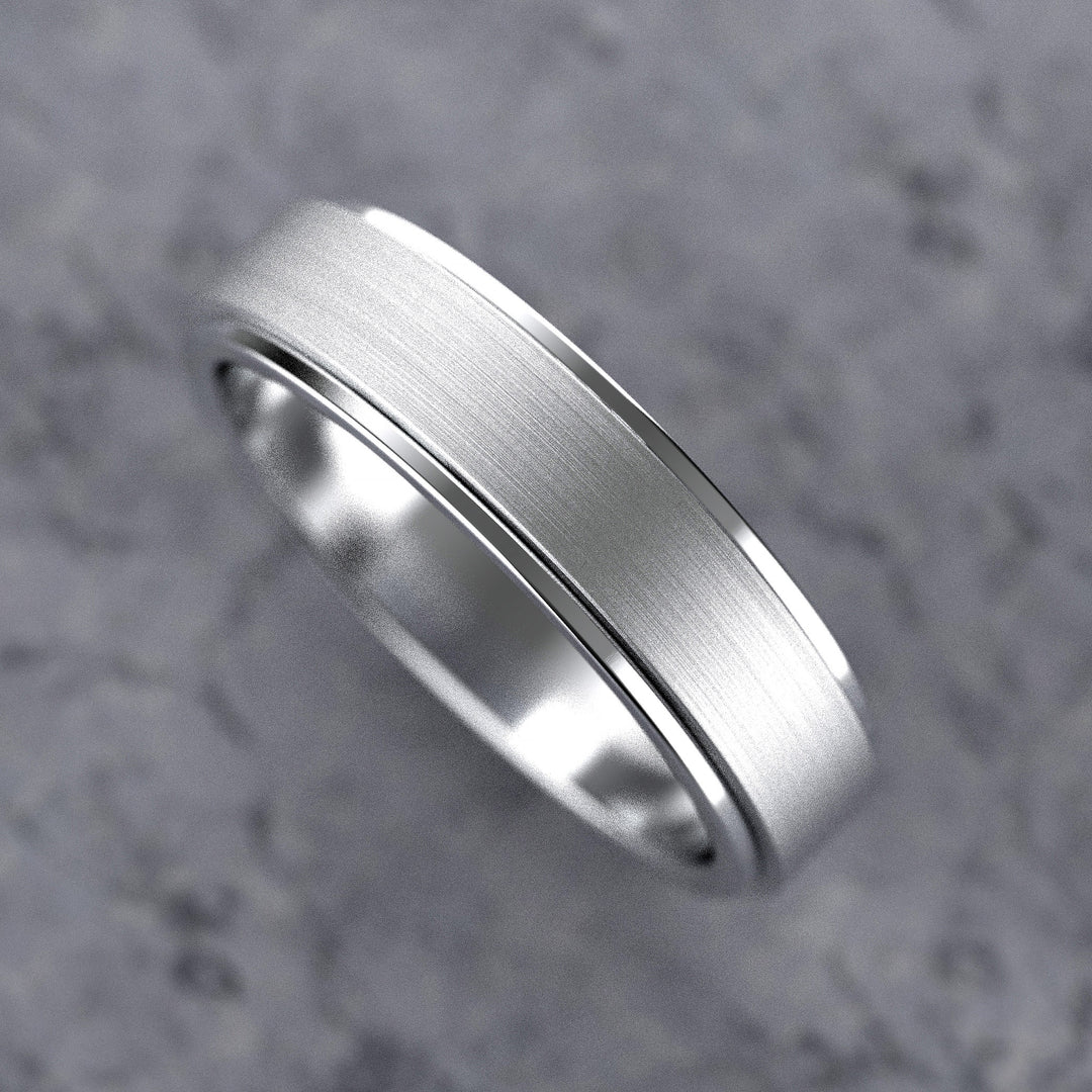 men’s brushed center band with polished step edges in 5.9 mm width