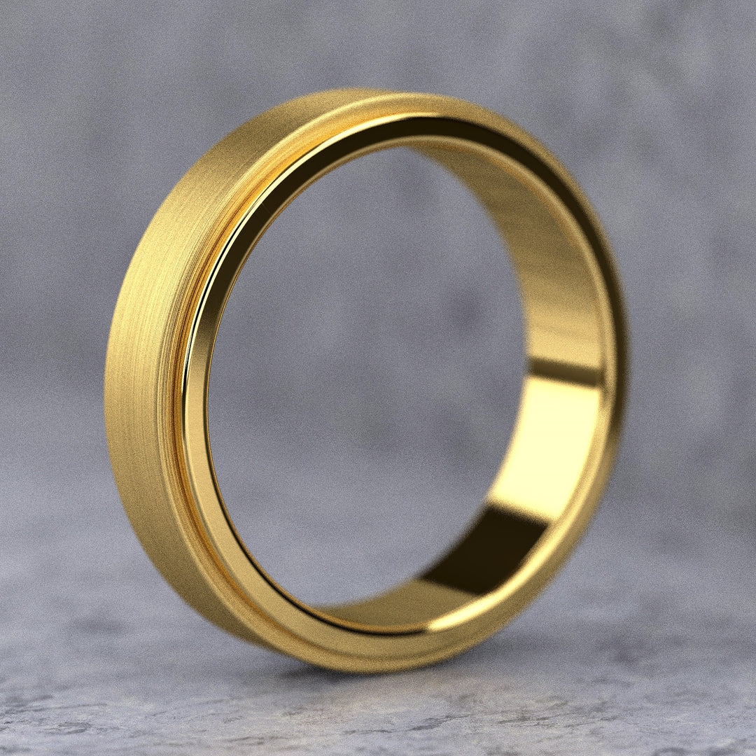 men’s brushed center band with polished step edges in 5.9 mm width