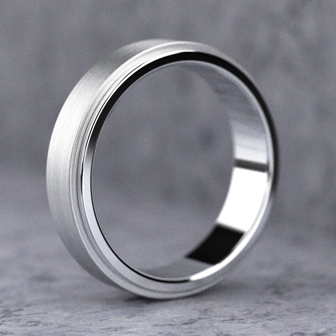 men’s brushed center band with polished step edges in 5.9 mm width