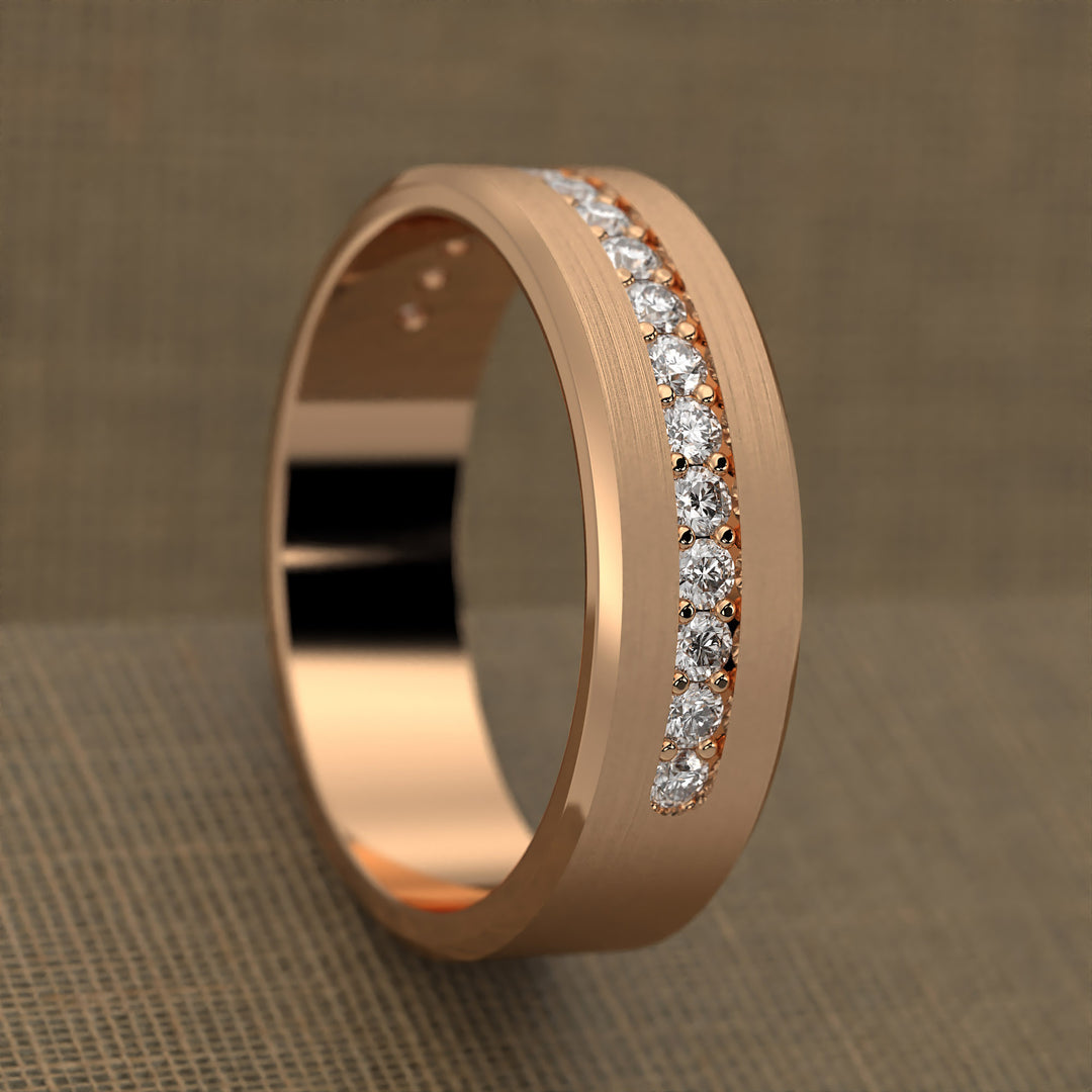 brushed half-eternity band with channel-set diamonds