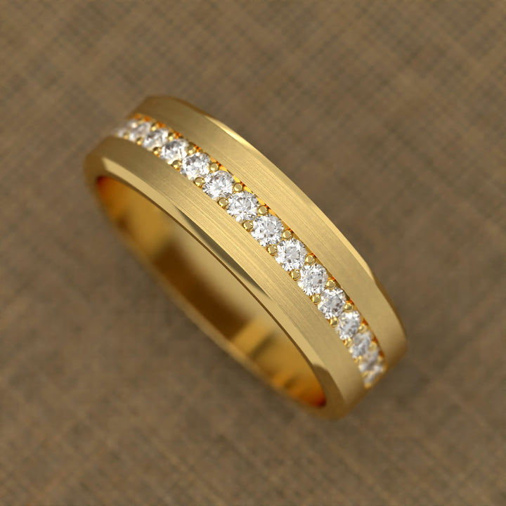 brushed half-eternity band with channel-set diamonds