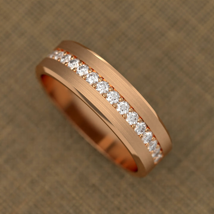 brushed half-eternity band with channel-set diamonds