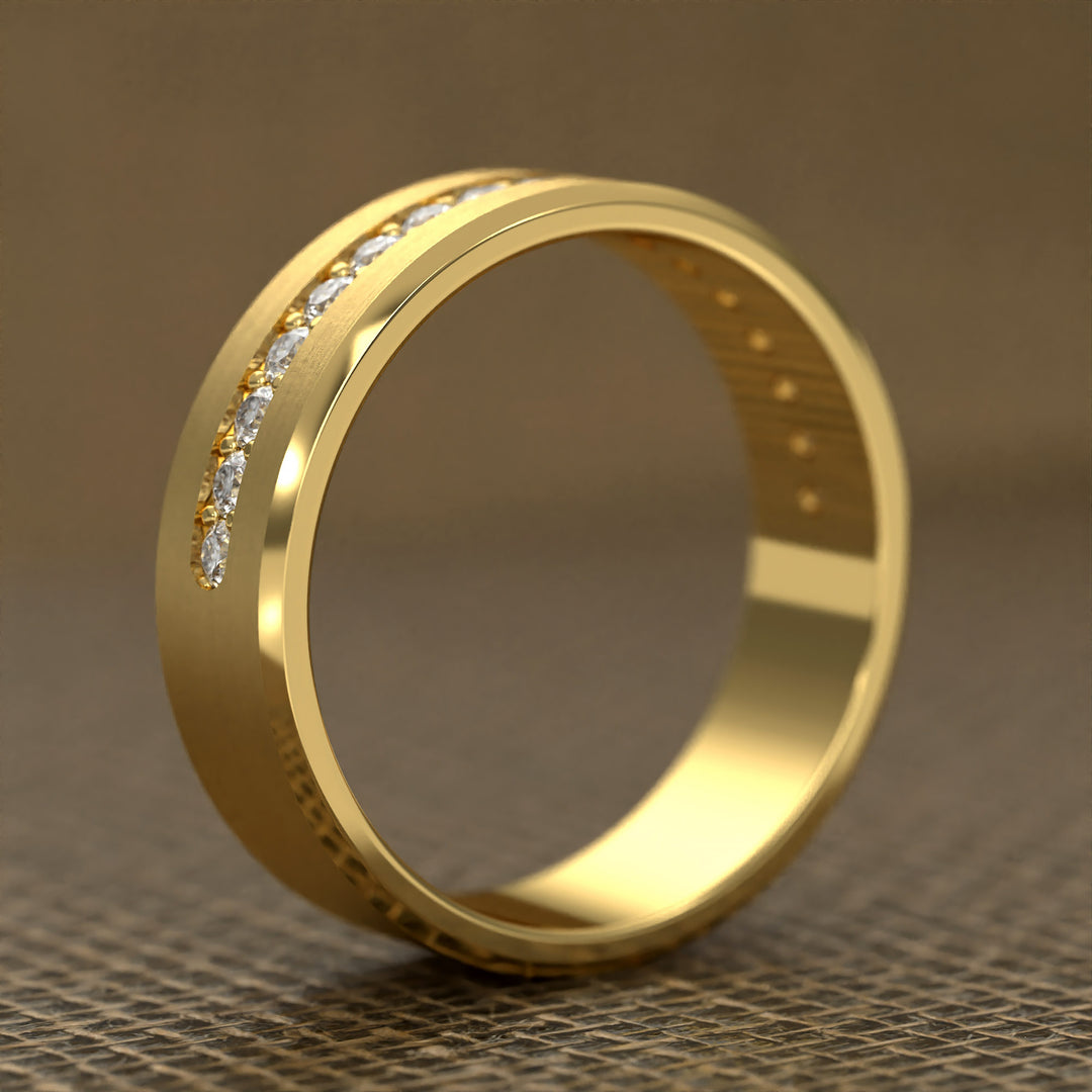brushed half-eternity band with channel-set diamonds