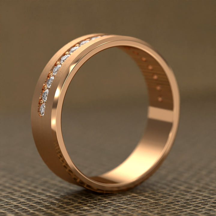 brushed half-eternity band with channel-set diamonds