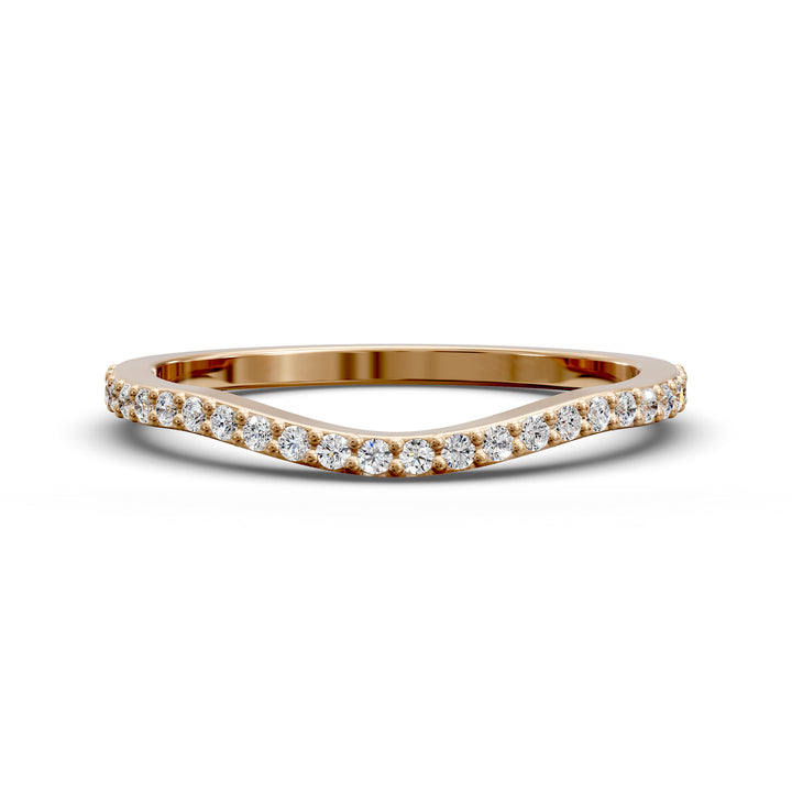curved contour pavé diamond wedding band with notched design