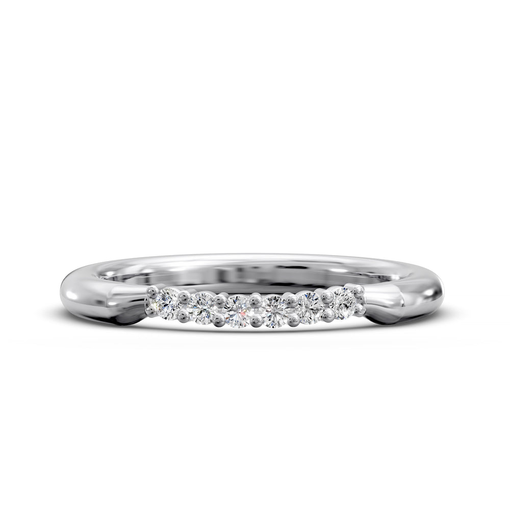 curved diamond wedding band with top cluster delicate stacking ring