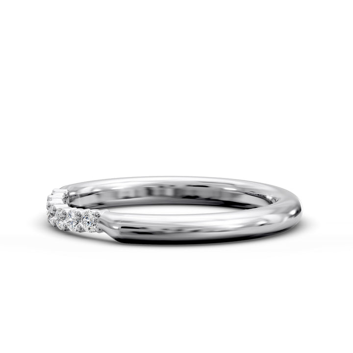 curved diamond wedding band with top cluster delicate stacking ring