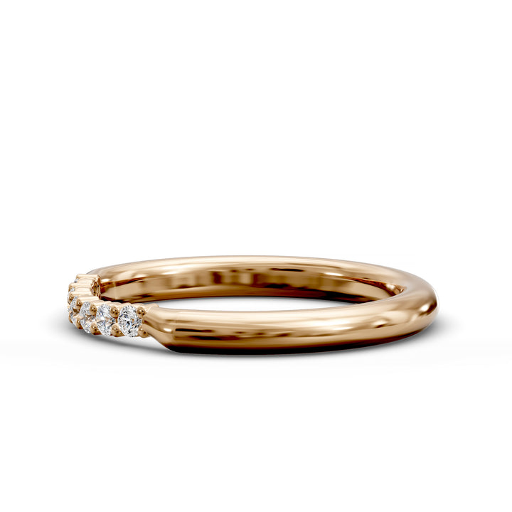 curved diamond wedding band with top cluster delicate stacking ring