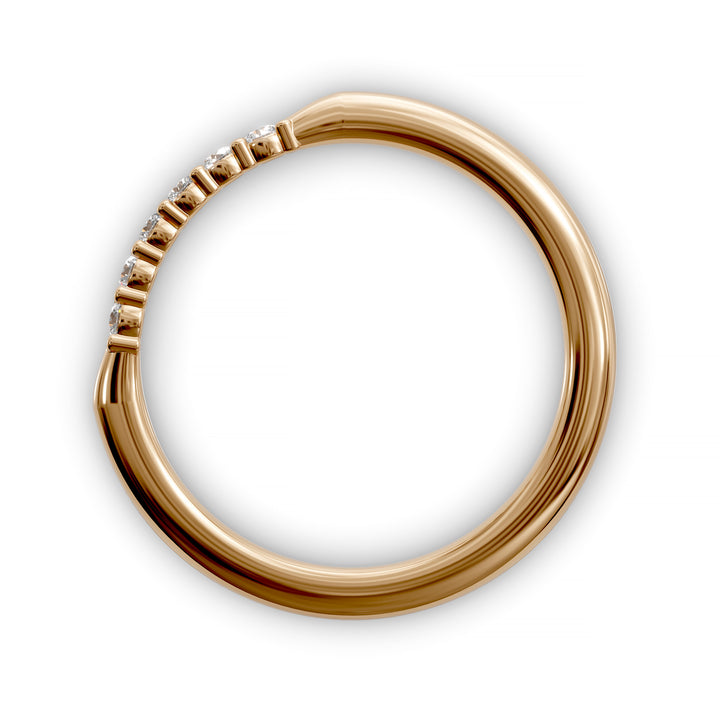 curved diamond wedding band with top cluster delicate stacking ring