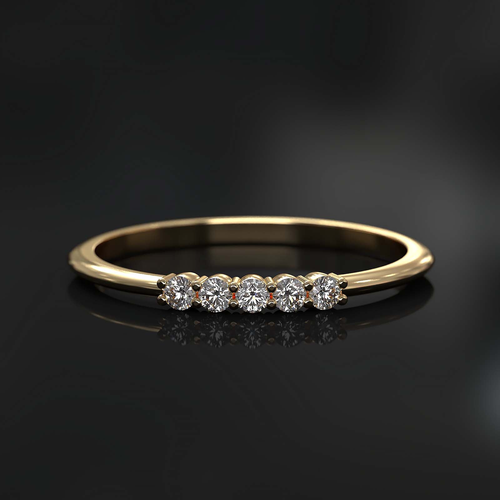 Dainty Lab Grown Diamond Band with Five Diamonds on Top