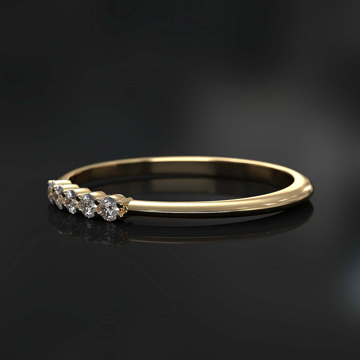 Dainty Lab Grown Diamond Band with Five Diamonds on Top