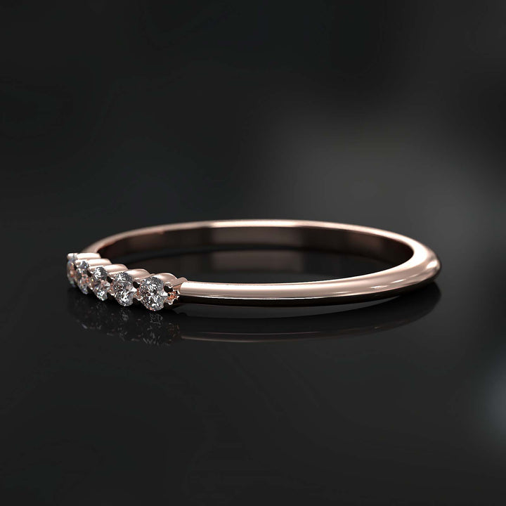 Dainty Lab Grown Diamond Band with Five Diamonds on Top