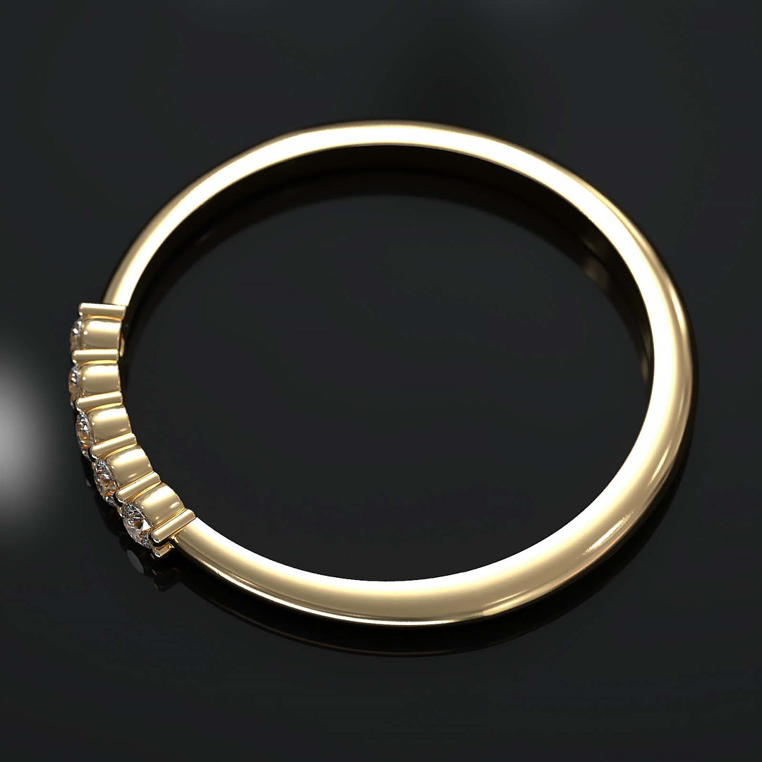 Dainty Lab Grown Diamond Band with Five Diamonds on Top
