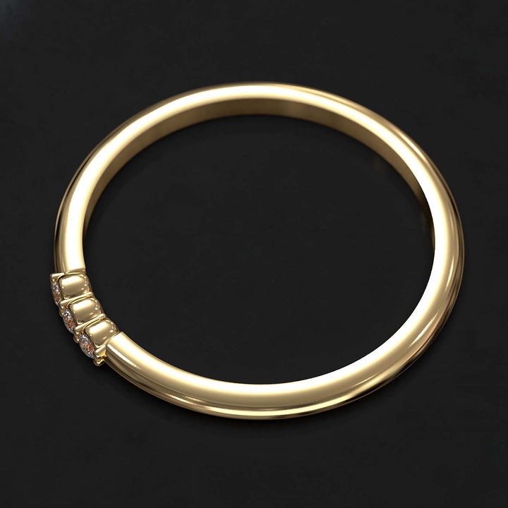 Dainty lab-grown diamond band with three diamonds on top, crafted in gold or platinum.