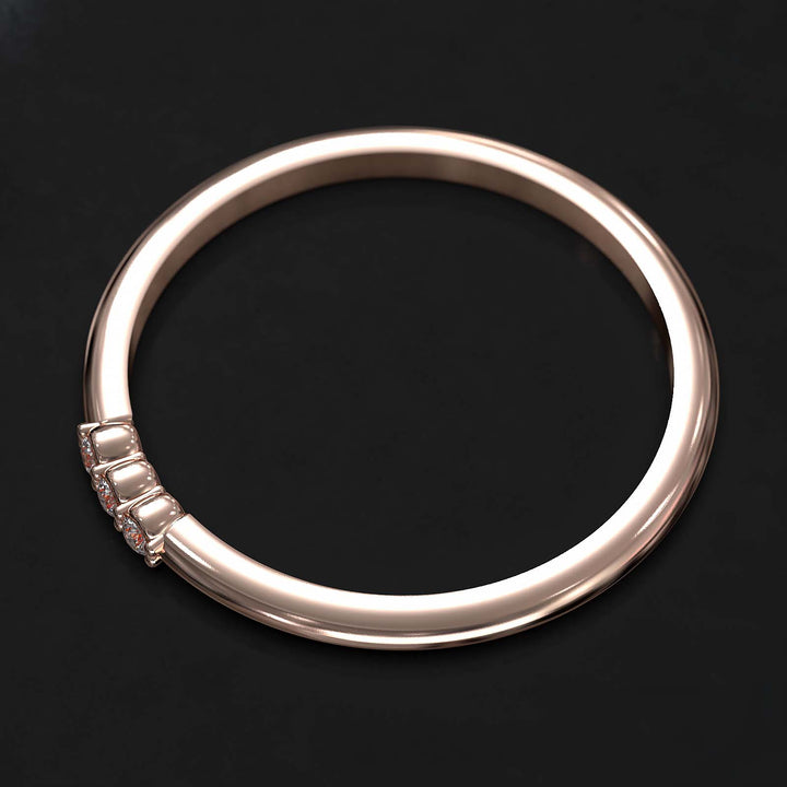 Dainty lab-grown diamond band with three diamonds on top, crafted in gold or platinum.